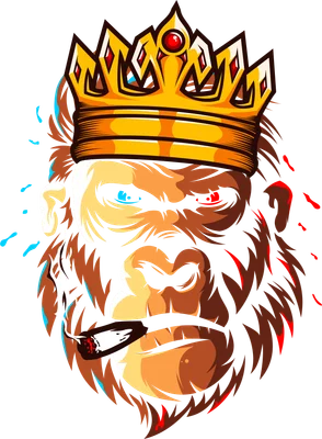 Hình in khỉ đột Gorilla đội vương miện vàng phong cách ngầu