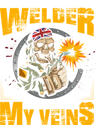 Hình minh họa thợ hàn đầu lâu đội mũ cờ Anh với dòng chữ Kingdom of Great Britain Welder