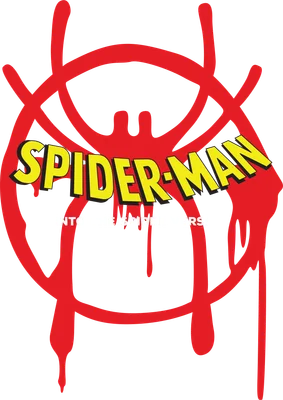 Logo Spider-Man Into the Spider-Verse với biểu tượng nhện đỏ và chữ vàng