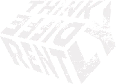 Chữ "Think Different" trắng với hiệu ứng retro trên nền xám