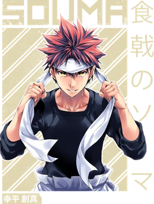 Hình ảnh chàng trai anime với mái tóc đỏ rực, đeo băng đô trắng, đang buộc khăn quanh cổ, ánh mắt sắc sảo.