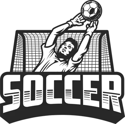 Hình ảnh minh họa thủ môn bóng đá đang bật nhảy bắt bóng trong khung thành, có chữ SOCCER phía dưới.
