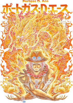 Hình ảnh Portgas D. Ace với rồng lửa bao quanh, phong cách anime mạnh mẽ.
