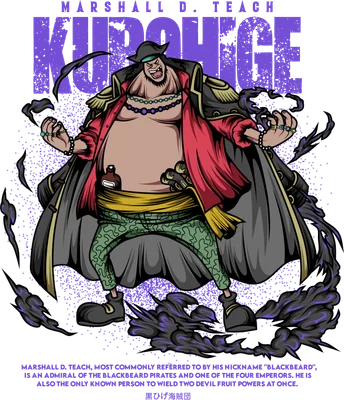 Hình ảnh minh họa nhân vật Marshall D. Teach (Kurohige) từ One Piece, với phong cách vẽ độc đáo.
