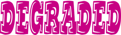 Chữ DEGRADED viết bằng font graffiti màu hồng neon trên nền xám