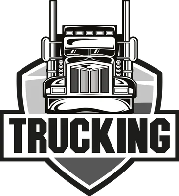 Biểu tượng xe tải lớn màu đen trắng với chữ TRUCKING bên dưới, thiết kế dạng logo.