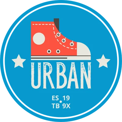 Hình ảnh giày sneaker đỏ với chữ URBAN, có hai ngôi sao trắng và các ký hiệu nhỏ bên dưới.