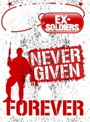 Hình ảnh quân nhân cầm súng với thông điệp 'There are no ex-soldiers. Our title is earned. Never given. And what's earned is yours forever.'