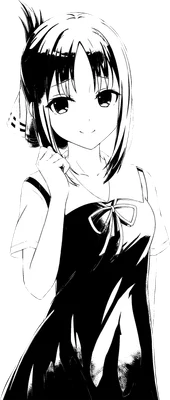 Hình ảnh cô gái anime với mái tóc đen buộc cao, mặc váy đen, nét vẽ đen trắng.