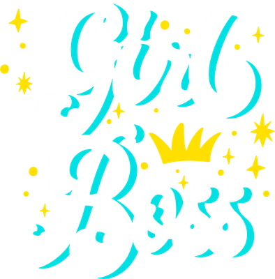 Hình in chữ "Girl Boss" màu trắng với hiệu ứng 3D xanh ngọc, vương miện vàng và các ngôi sao lấp lánh.