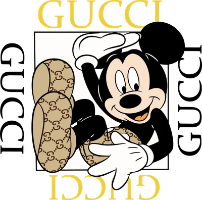 Hình ảnh Mickey Mouse với họa tiết Gucci, tay giơ lên chào