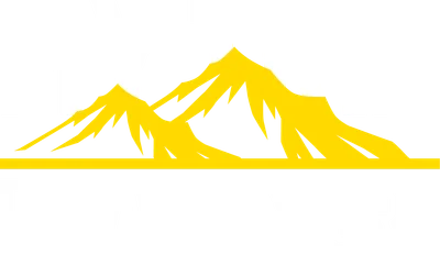 Logo "My Trip My Adventure" với hình núi vàng trên nền xám.
