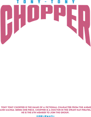 Chữ "TONY TONY CHOPPER" màu hồng neon trên nền xám, font chữ độc đáo.