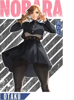 Hình ảnh Nobara Kugisaki, nhân vật anime từ Jujutsu Kaisen, cầm búp bê và dao.
