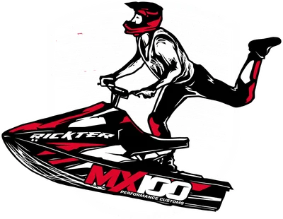 Hình ảnh minh họa một vận động viên đang điều khiển jetski với tư thế mạo hiểm, đội mũ bảo hiểm đỏ.