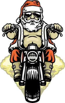 Ông già Noel đeo kính râm lái xe mô tô phong cách hoạt hình cá tính