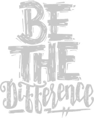 Hình ảnh chữ "Be The Difference" vẽ tay màu trắng trên nền xám, truyền cảm hứng.