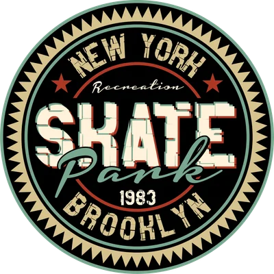 Thiết kế huy hiệu tròn New York Skate Park phong cách vintage với chữ nghệ thuật
