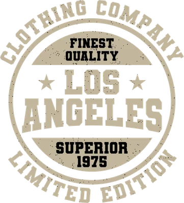 Thiết kế logo tròn phong cách vintage với chữ Los Angeles, Finest Quality, Clothing Company, Superior 1975, Limited Edition.