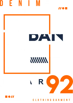 Hình ảnh thiết kế đồ họa với chữ 'URBAN WEAR' và các yếu tố hình học màu cam, trắng, xanh navy trên nền xám.