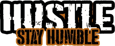 Thiết kế chữ 'Hustle Stay Humble' với font chữ mạnh mẽ, phong cách grunge.