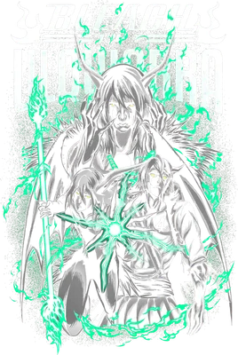 Hình ảnh minh họa ba nhân vật từ anime Bleach, tập trung vào Ulquiorra Cifer, với năng lượng xanh bao quanh.