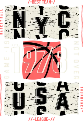 Thiết kế đồ họa typography bóng rổ NYC 1978 phong cách vintage cho áo thun