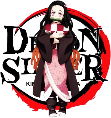Hình ảnh Nezuko Kamado, nhân vật anime dễ thương với biểu cảm ngây thơ, đeo ống tre trên miệng.