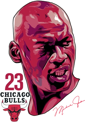 Hình vẽ vector Michael Jordan với số 23 và logo Chicago Bulls