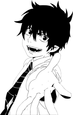 Hình vẽ nhân vật anime nam tóc đen, mặc áo sơ mi trắng và cà vạt, đang đưa tay về phía trước với nụ cười nhếch mép.