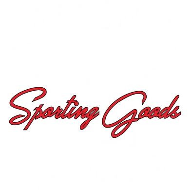Thiết kế chữ New York Athletic Team 1980 Sporting Goods với phông chữ cổ điển màu trắng và đỏ trên nền xám.