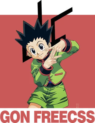 Hình vẽ nhân vật Gon Freecss trong anime Hunter x Hunter, mặc trang phục xanh lá cây, tạo dáng ngầu.