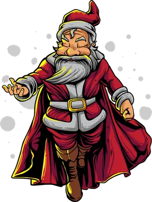 Hình minh họa ông già Noel phong cách hoạt hình đang vẫy tay giữa trời tuyết rơi
