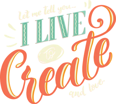 Hình ảnh chữ nghệ thuật với thông điệp 'Let me tell you... I LIVE to Create and love.' trên nền xám.