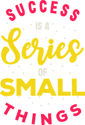 Hình ảnh typography với câu nói 'Success is a series of small things' bằng các font chữ và màu sắc khác nhau trên nền xám.