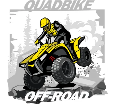 Hình minh họa tay đua xe địa hình Quadbike màu vàng đen phong cách thể thao