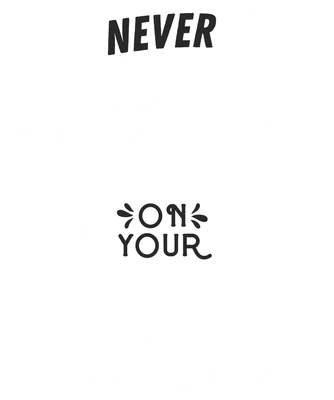Hình ảnh chữ 'Never Give Up On Your Dreams' với phông chữ độc đáo trên nền xám.