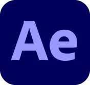 Logo Adobe After Effects màu xanh tím trên nền tối