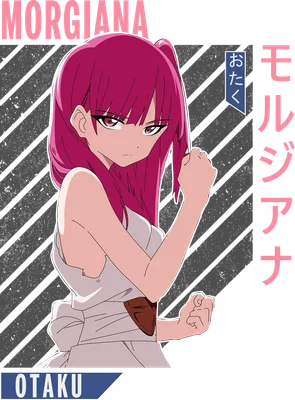 Hình ảnh nhân vật anime Morgiana với mái tóc hồng, trang phục trắng, biểu cảm quyết tâm.
