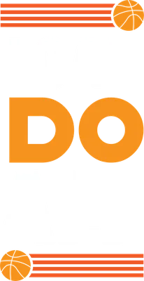 Hình ảnh chữ "I CAN DO ALL" màu trắng và cam, có hình bóng rổ và sọc cam trên nền xám.