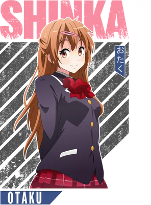 Hình ảnh cô gái anime tóc nâu dài, mặc đồng phục học sinh, đeo nơ đỏ, phong cách dễ thương.