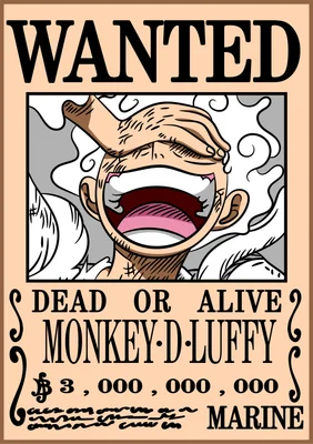 Hình truy nã Monkey D. Luffy với biểu cảm hài hước, tay che mắt, kèm thông tin tiền thưởng.