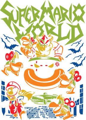 Hình ảnh Super Mario World với Mario, Bowser và các Koopa Troopa