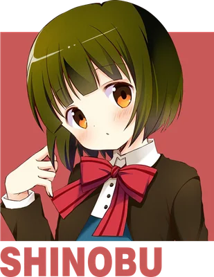 Hình ảnh cô gái anime tóc nâu, mắt nâu, đeo nơ đỏ lớn, mặc áo khoác nâu
