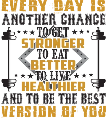 Hình ảnh động lực tập luyện với thông điệp 'Every day is another chance to get stronger, to eat better, to live healthier, and to be the best version of you'.