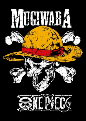 Hình ảnh đầu lâu đội mũ rơm Luffy với xương chéo và logo One Piece