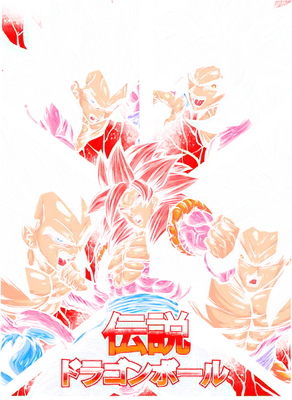 Hình ảnh các nhân vật Dragon Ball Z Super Saiyan 4 với biểu cảm chiến đấu mạnh mẽ, có chữ Dragon Ball.