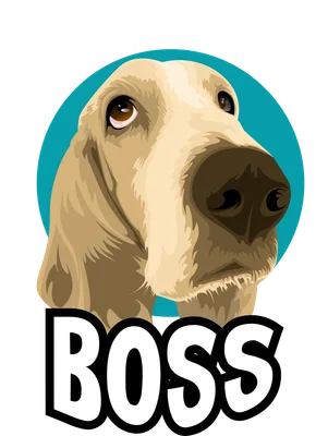 Hình minh họa vector chú chó đáng yêu nhìn lên với dòng chữ I'm Hungry Boss