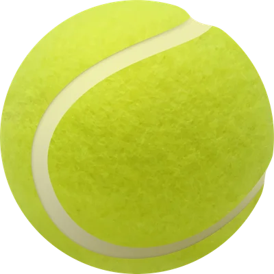 Hình ảnh quả bóng tennis màu xanh lá cây với các đường cong màu trắng đặc trưng, trên nền xám.