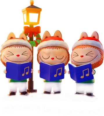 Nhóm quái vật mũ Noel hát thánh ca Giáng Sinh vui vẻ